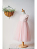 Cap Sleeves Pink Lace Tulle Short Flower Girl Dress
